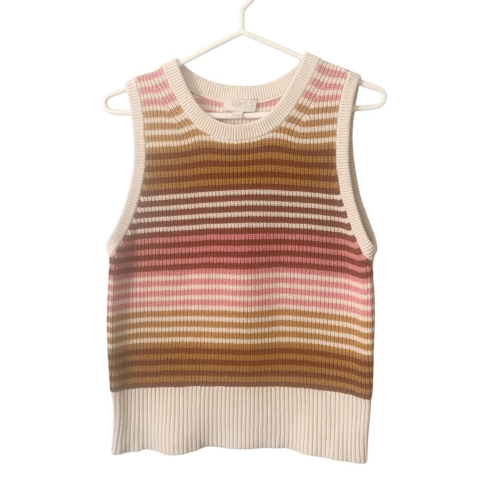 Loft sleeveless striped sweater vest top Medium